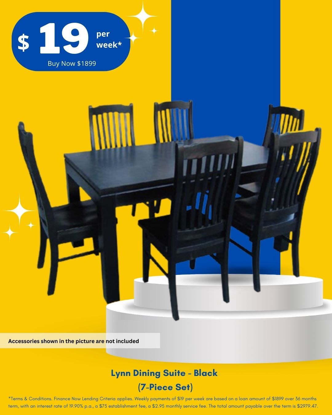 Lynn Black Dining Suite Package Deal