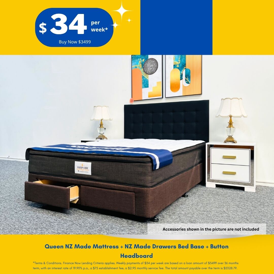 Queen NZ made drawers bed base package