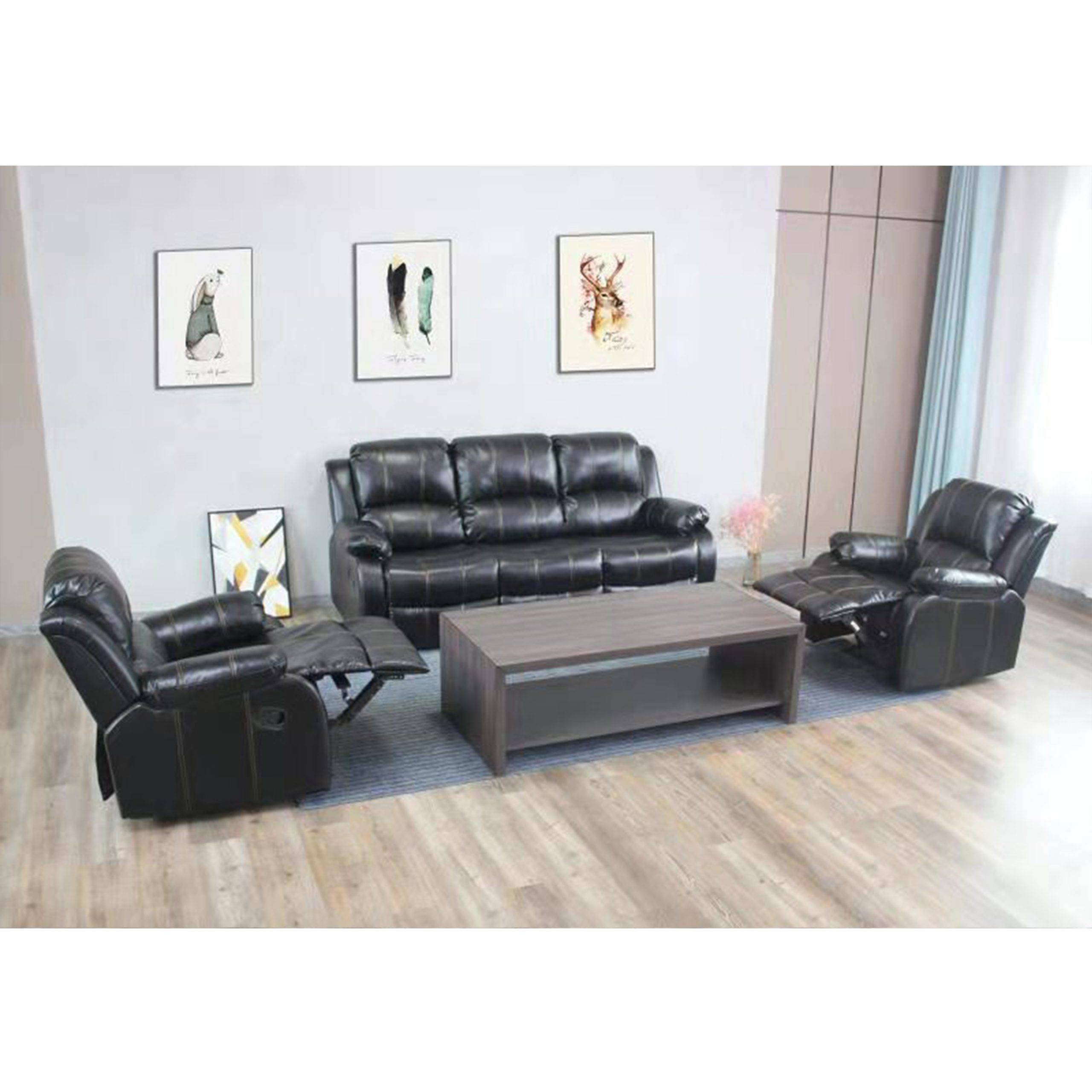 Durham Black Recliner Lounge Suite | Kwickshop