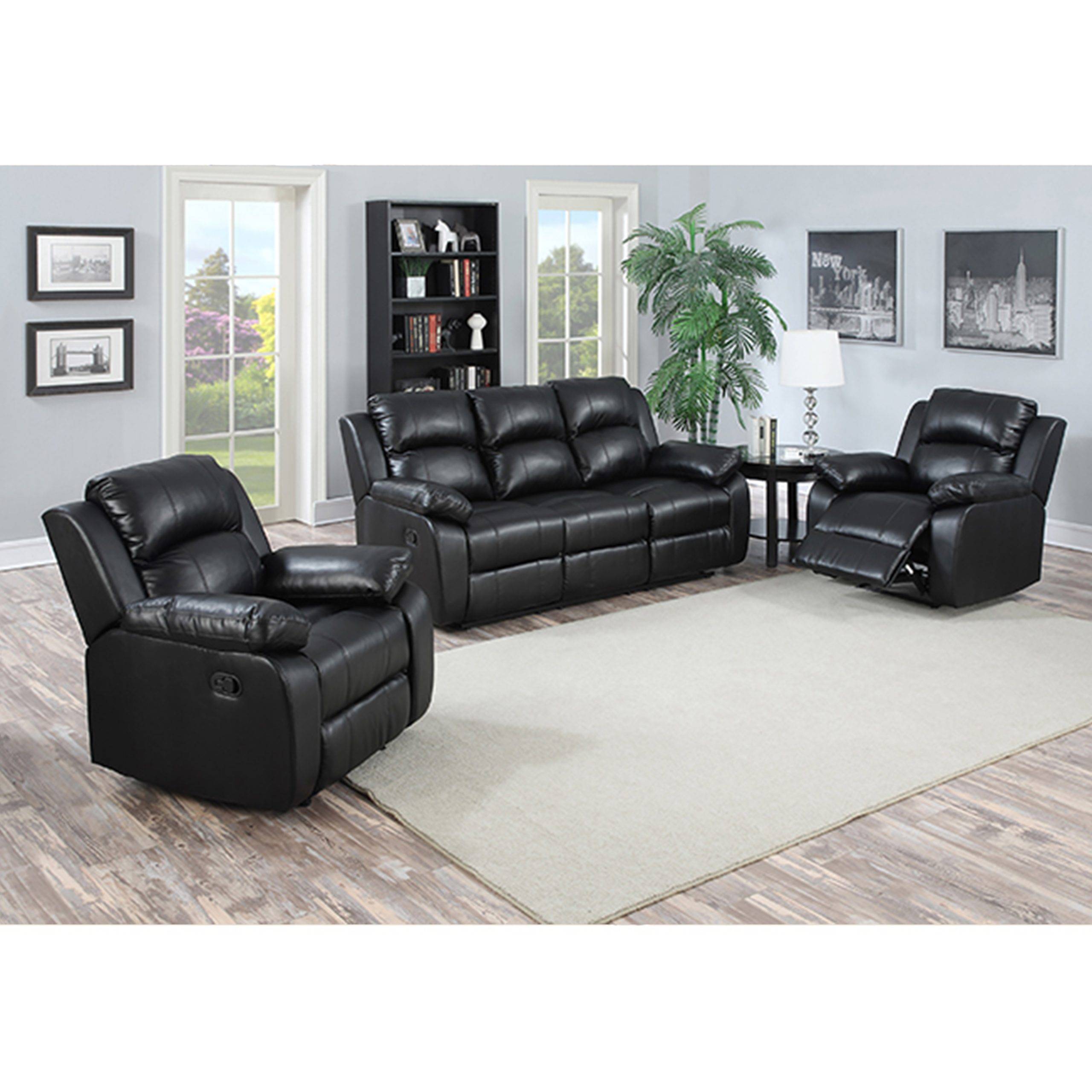 Kannon Black Recliner Lounge Suite | Kwickshop