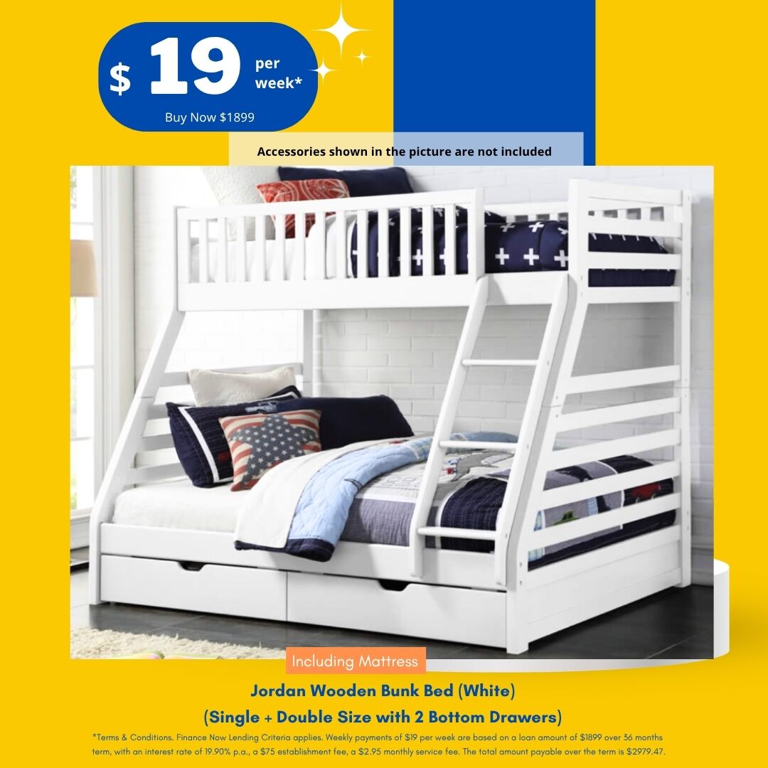 Jordan wooden bunk bed white