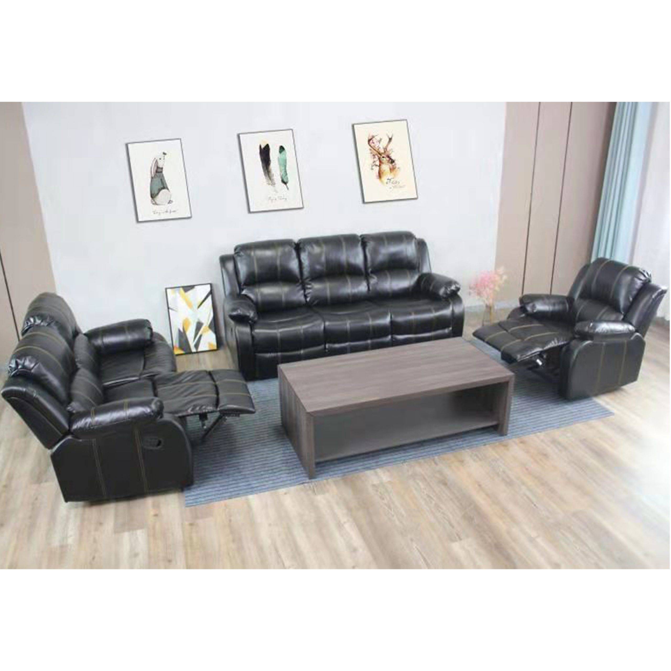 Carmello Black Recliner Lounge Suite | Kwickshop